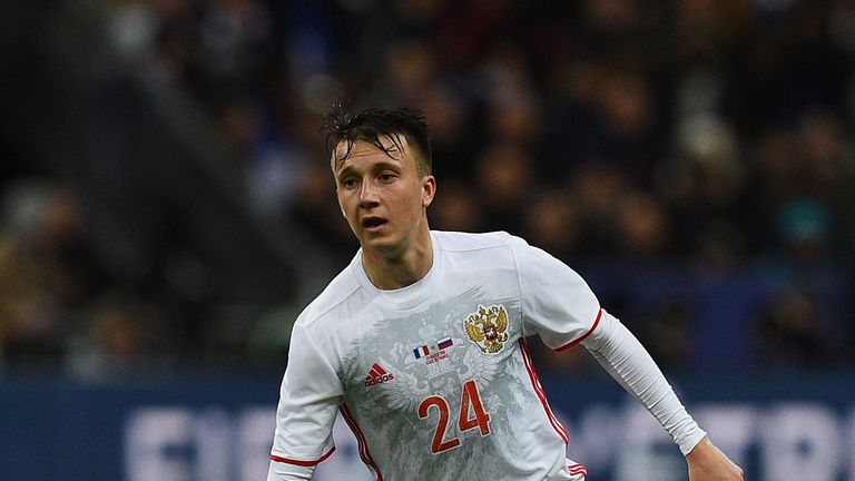 Russia midfielder Aleksandr Golovin is highly rated by manager Leonid Slutsky