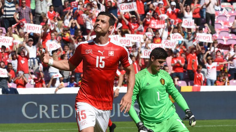 Blerim Dzemaili celebrates putting Switzerland ahead