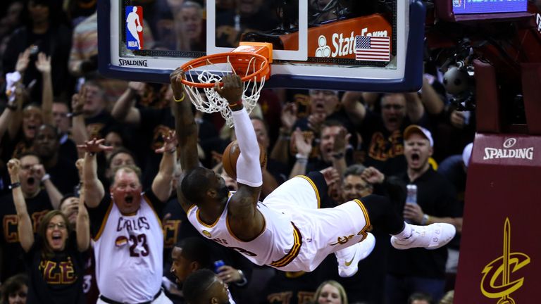 James dunks for the Cavaliers