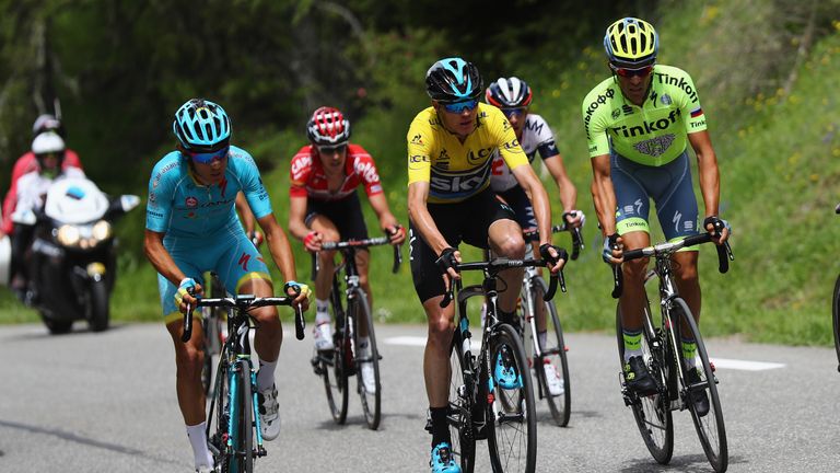 Froome (middle) looked in superior form to his rivals at the Dauphine