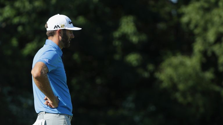 Dustin Johnson mixed two birdies with one blemish during the second round