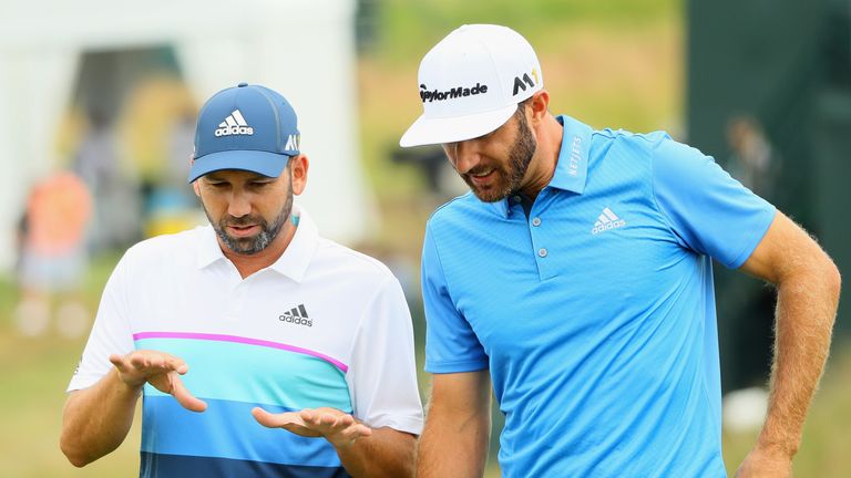 Sergio Garcia (left) has been impressed wth Dustin Johnson over the first two days