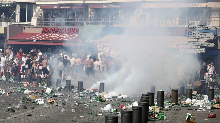 Police used tear gas and a water cannon in an attempt to quell the violence