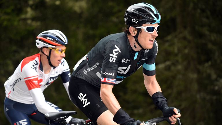 Team Sky's Geraint Thomas (right) struggled on the final climb