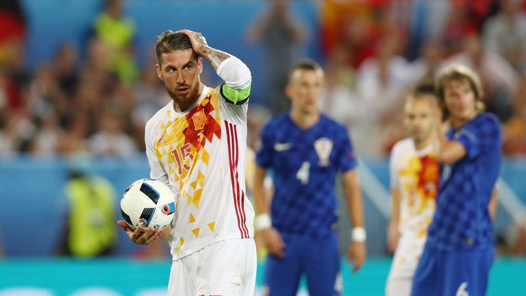 Sergio Ramos missed the chance to put Spain 2-1 up from the spot