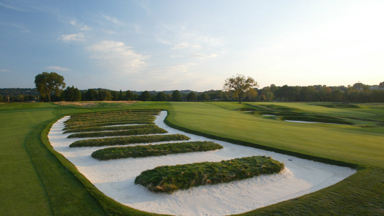 The bunkers at the side of the left fairway are likely to cause problems