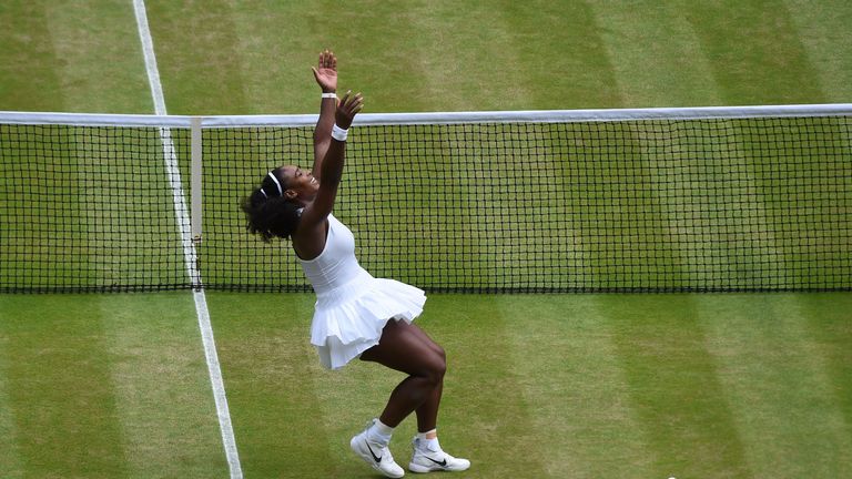 Williams celebrates after converting match point on Centre Court
