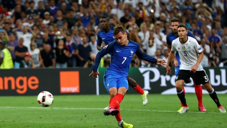 Antoine Griezmann struck twice for France against Germany