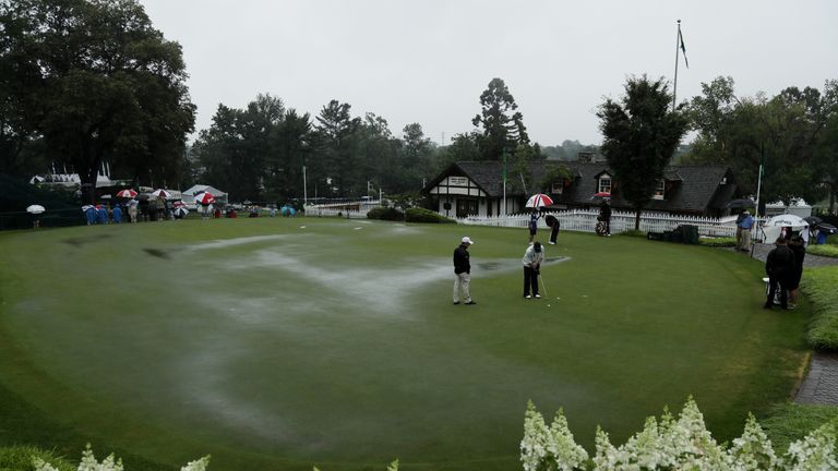 The heavy rain forced play to be suspended for 45 minutes early on day two