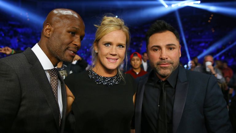 Pictured with Bernard Hopkins and Oscar De La Hoya