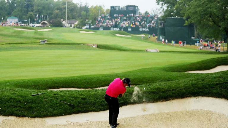 William McGirt found bunker trouble on the 18th hole of his third round