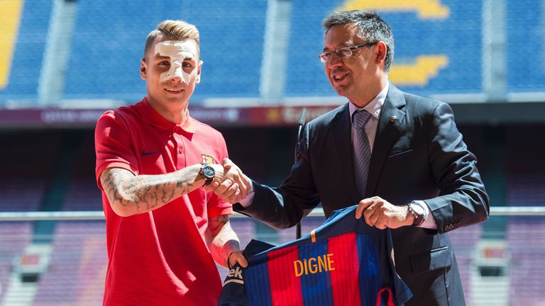 Lucas Digne (left) has also completed a move to Barcelona