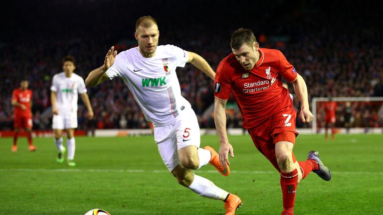 Klavan played in both legs of Augsburg's defeat to Liverpool in the Europa League last season