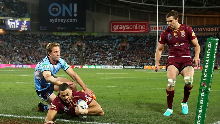 Greg Inglis opens the scoring for Queensland