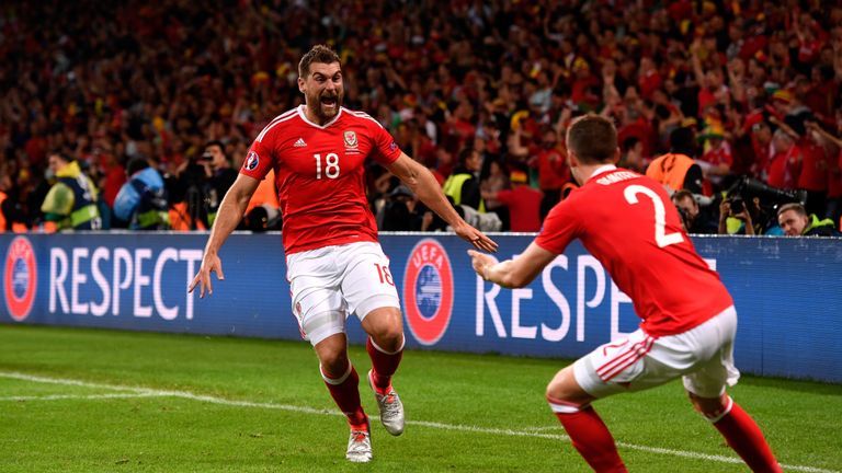 Sam Vokes scored in Wales' 3-1 quarter-final victory over Belgium