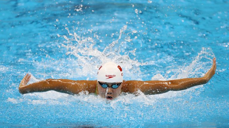 Chen Xinyi finished fourth in the women's 100m butterfly final