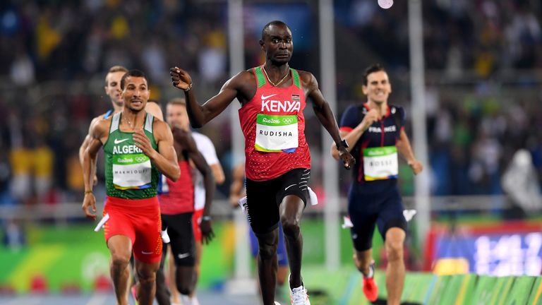 David Rudisha of Kenya retained his men's 800m Olympics crown