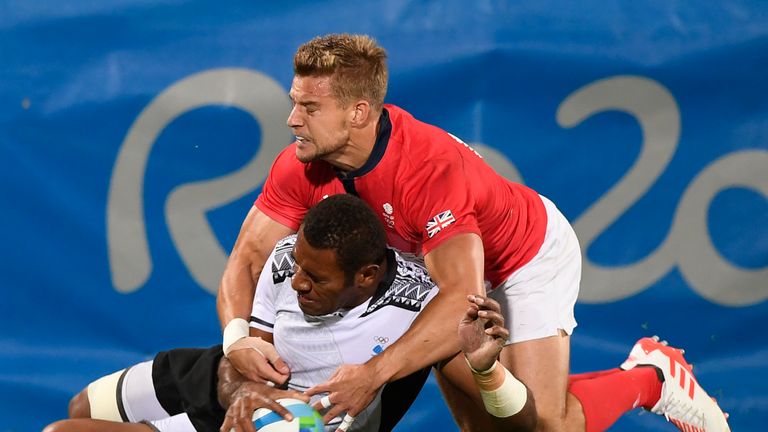 Jasa Veremalua scores one of Fiji's tries in final against Great Britain