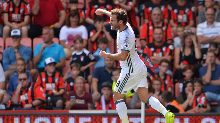 Juan Mata was one of two changes from the Community Shield starting XI