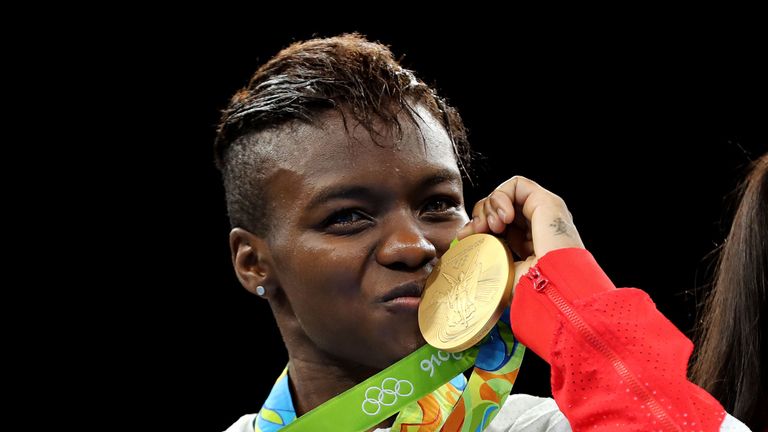 Great Britain's Nicola Adams with her gold medal