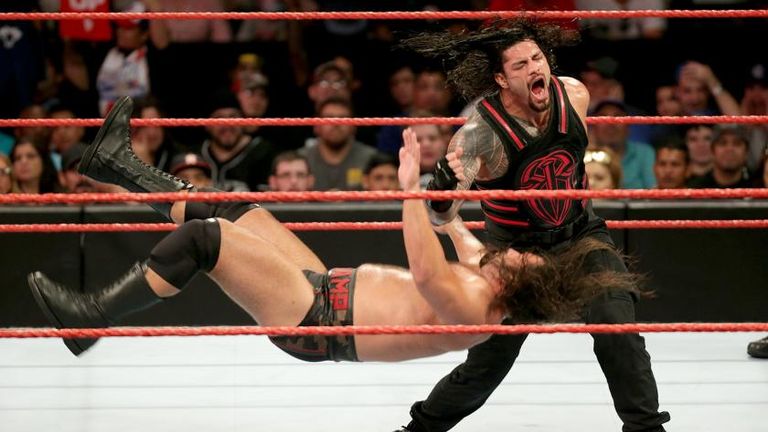 Roman Reigns floored Rusev during Monday Night Raw