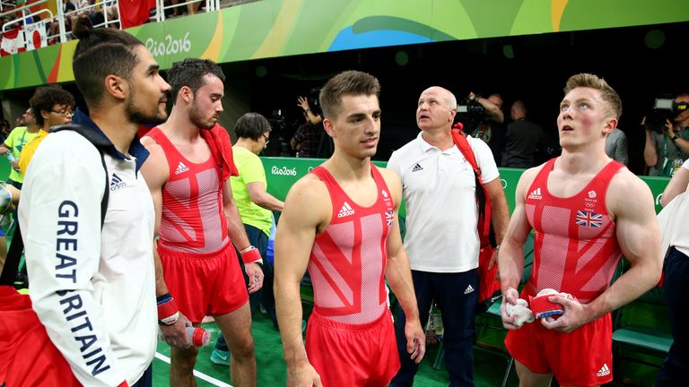 Louis Smith (left) and Max Whitlock (centre) are set to feature at the World Cup of Gymnastics