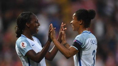 Image of Danielle Carter (left) had another enjoyable night against the Estonians on Thursday