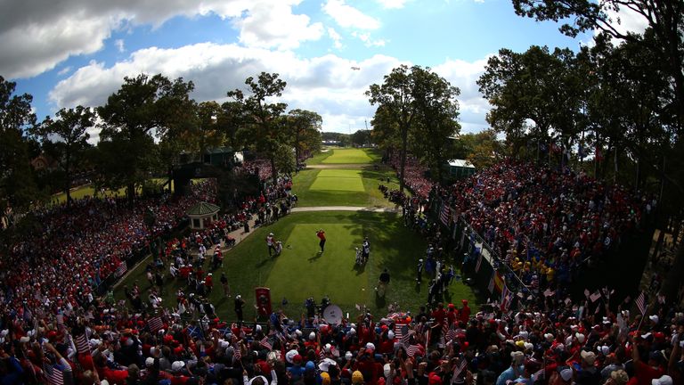 Large crowds packed the fairways of Medinah in 2012