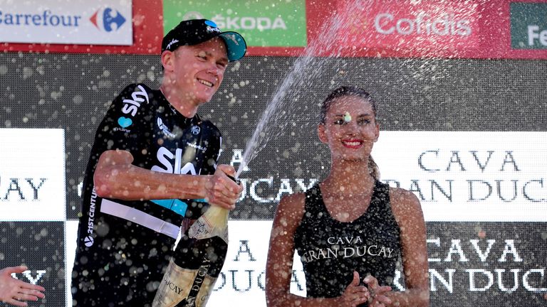 Froome celebrates his second stage win of this year's Vuelta
