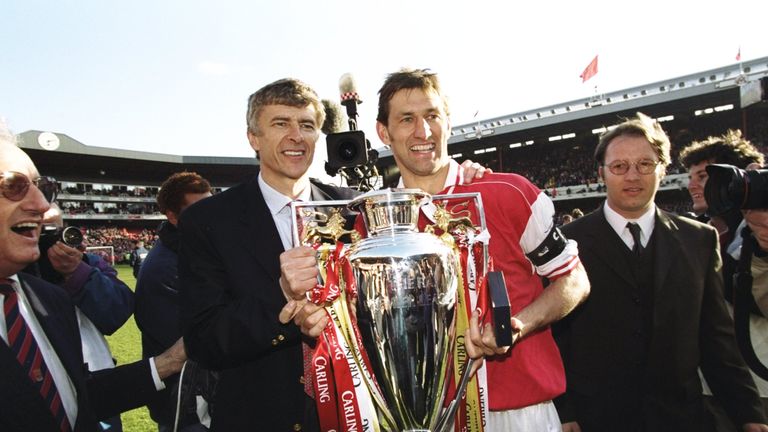 Tony Adams was a central figure in Wenger's first Premier League title win