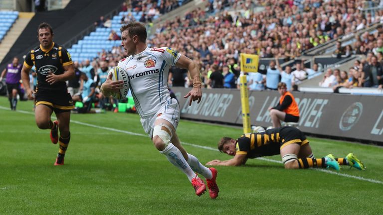 Will Chudley crosses for Exeter's second try