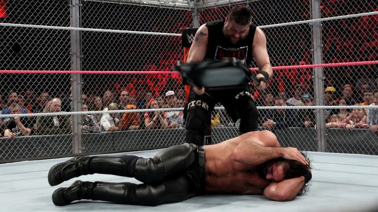 Kevin Owens used a chair to defeat Seth Rollins in Boston