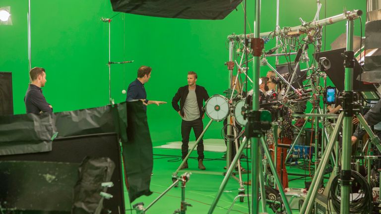 David Beckham on set for filming for the app