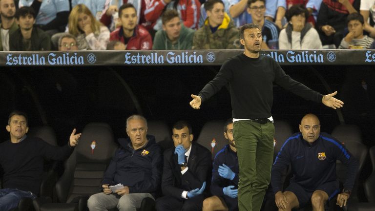 Luis Enrique shows his frustrations during Barcelona's defeat to Celta Vigo