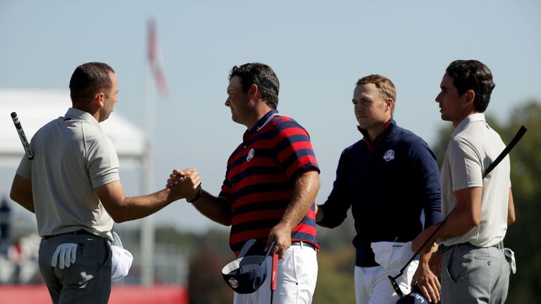 Sergio Garcia and Rafa Cabrera Bello fought back from four holes down in a dramatic morning foursomes clash