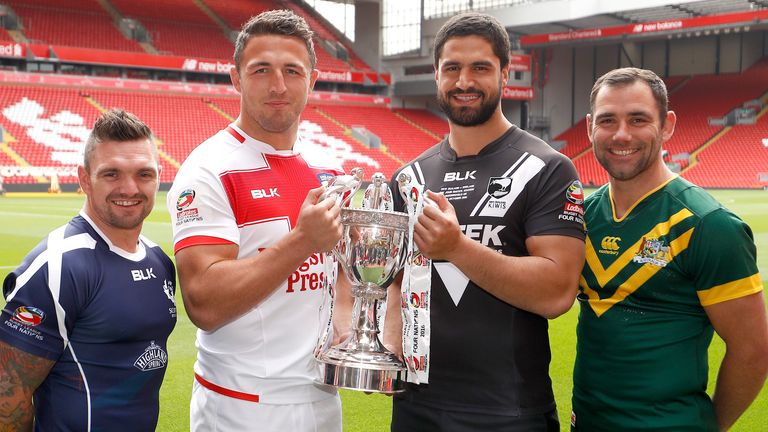 Scotland's Danny Brough, England's Sam Burgess, New Zealand's Jesse Bromwich and Australia's Cameron Smith at the Four Nations launch