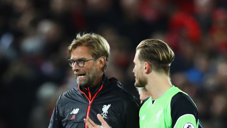Loris Karius (right) has been Klopp's preferred choice this term