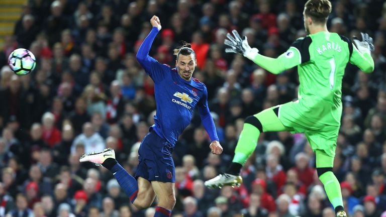 Zlatan Ibrahimovic failed to get his second-half header on target