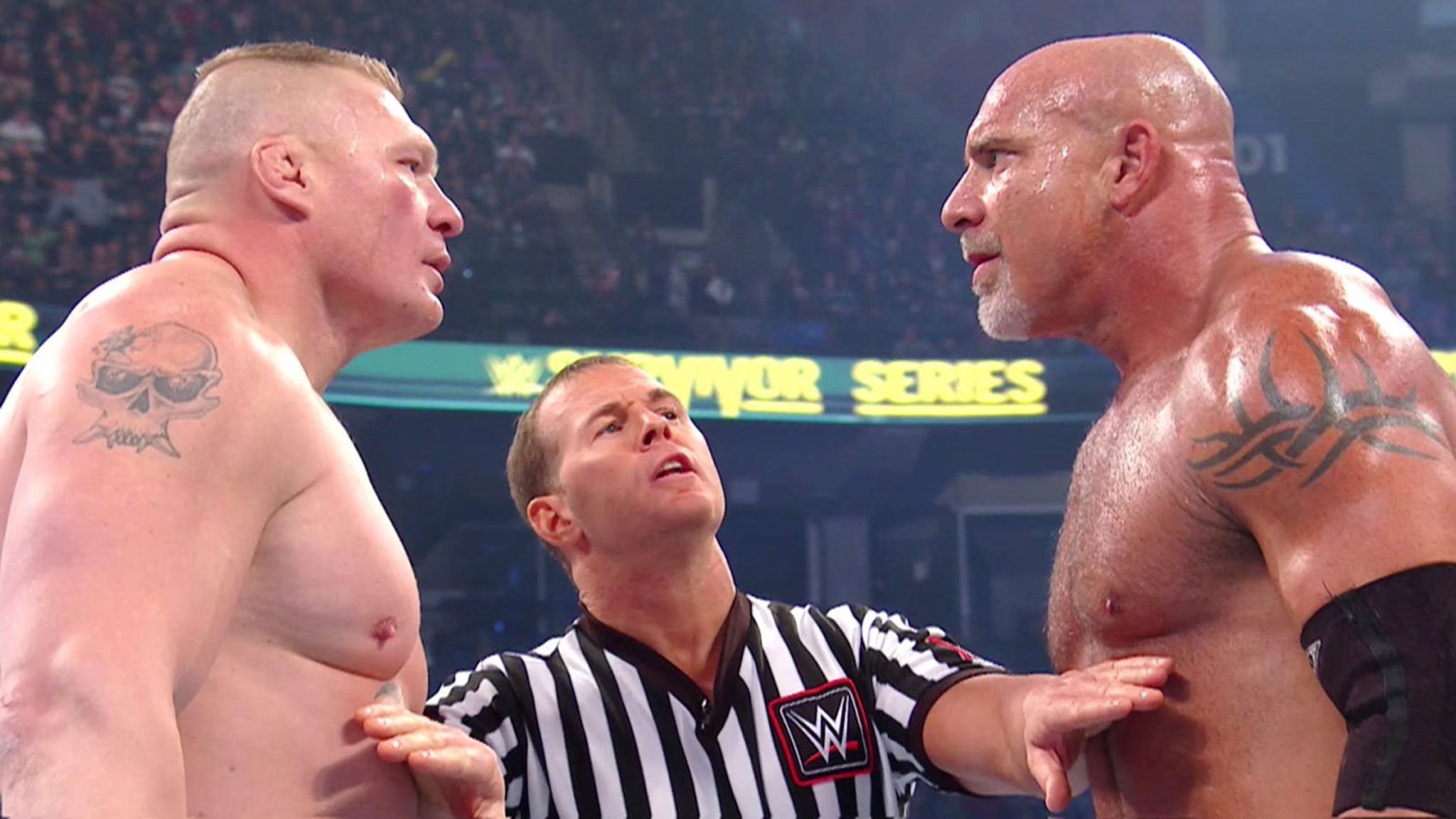 Wwe Brock Lesnar And Goldberg S Rivalry Has Been Rumbling For A Long Time Wwe News Sky Sports