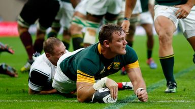 Roelof Smit, pictured scoring South Africa's second try against the Barbarians, could miss the rest of their northern hemisphere tour