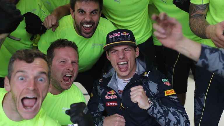 Red Bull's Max Verstappen overtook 11 drivers in the final 16 laps to finish on the podium