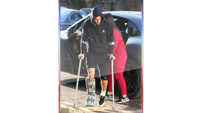 Philippe Coutinho arrives at the Spire Hospital wearing an ankle brace