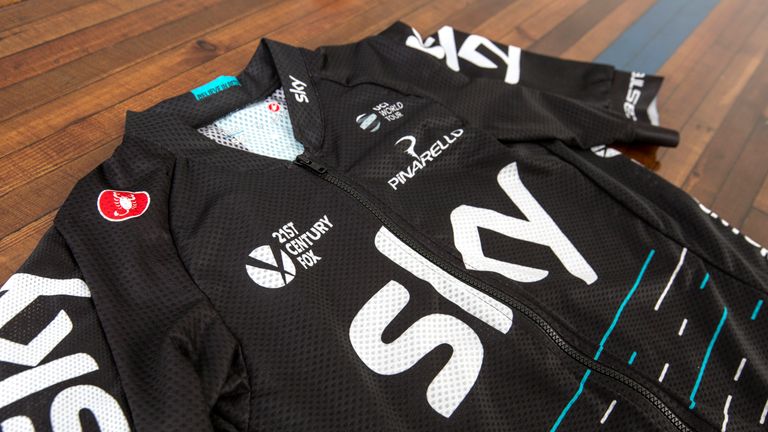 The design contains lines representing Team Sky’s wins