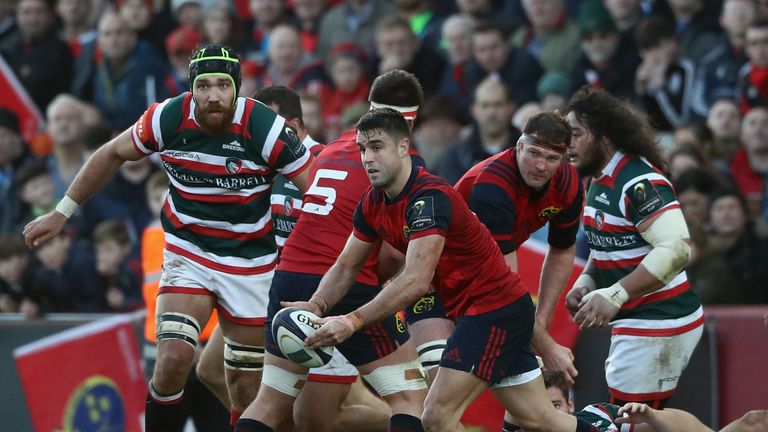 Conor Murray gets the ball away for Munster