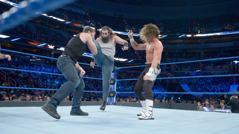 Luke Harper boots Dean Ambrose