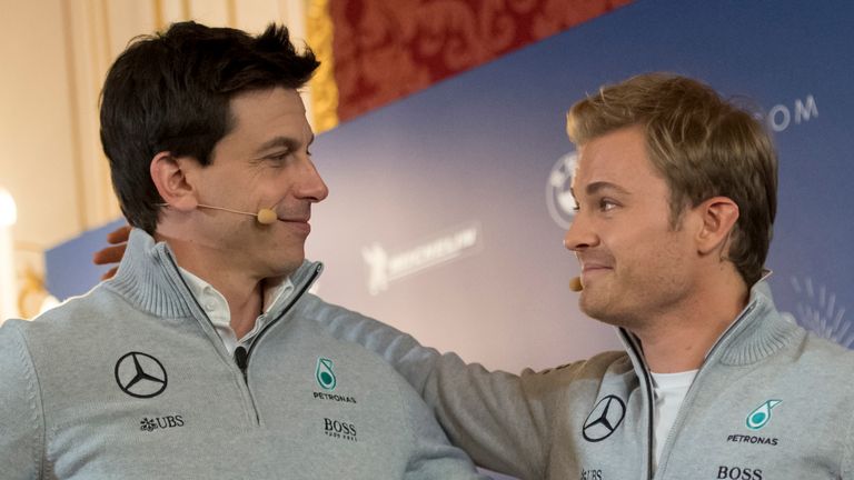 Wolff (left) and world champion Nico Rosberg, who is now retired from the sport