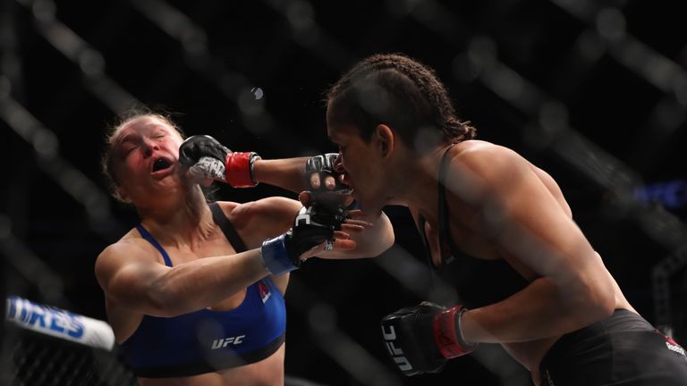 Ronda Rousey takes some early punishment from Amanda Nunes on Friday