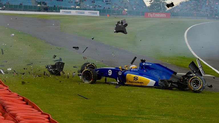 Sauber's Marcus Ericsson crashes during practice for the British GP - Picture from Sutton Images