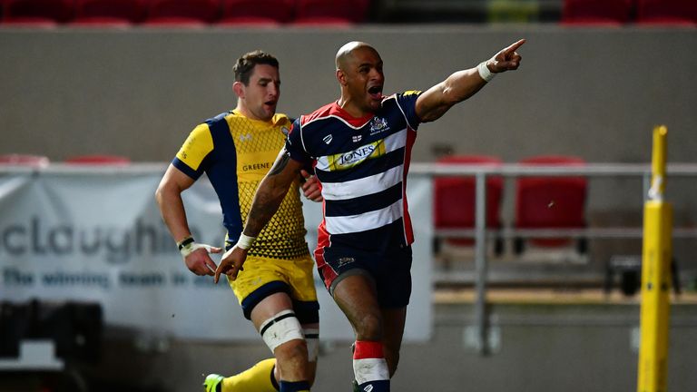 Tom Varndell scored a hat-trick for Bristol