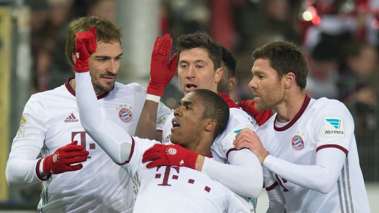 Douglas Costa (centre) is thought to be a target for Juventus, Manchester City, Manchester United and PSG
